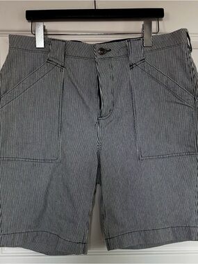 Striped Utility Shorts in Navy and White